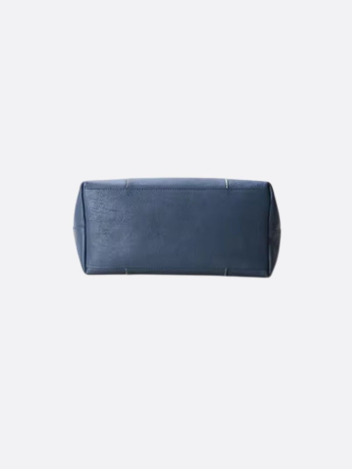Sac cabas en cuir bleu marine