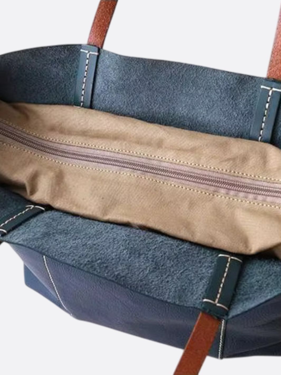 Sac cabas en cuir bleu marine