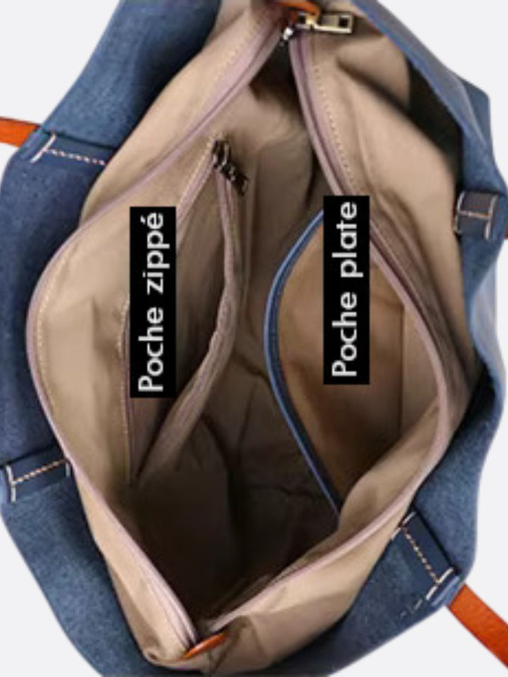 Sac cabas en cuir bleu marine