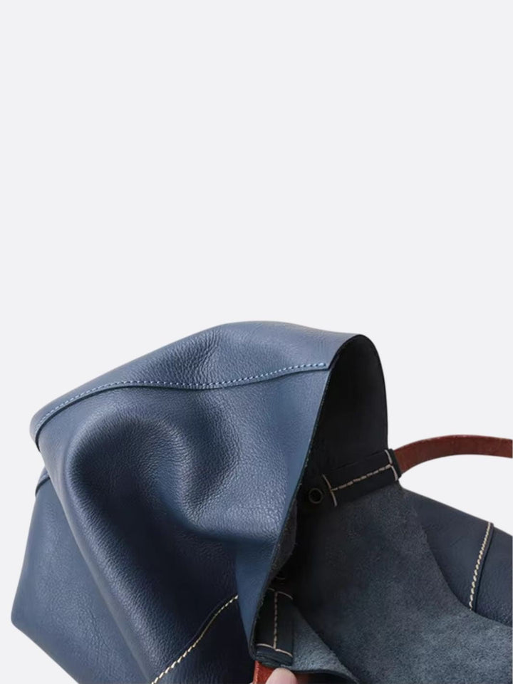Sac cabas en cuir bleu marine