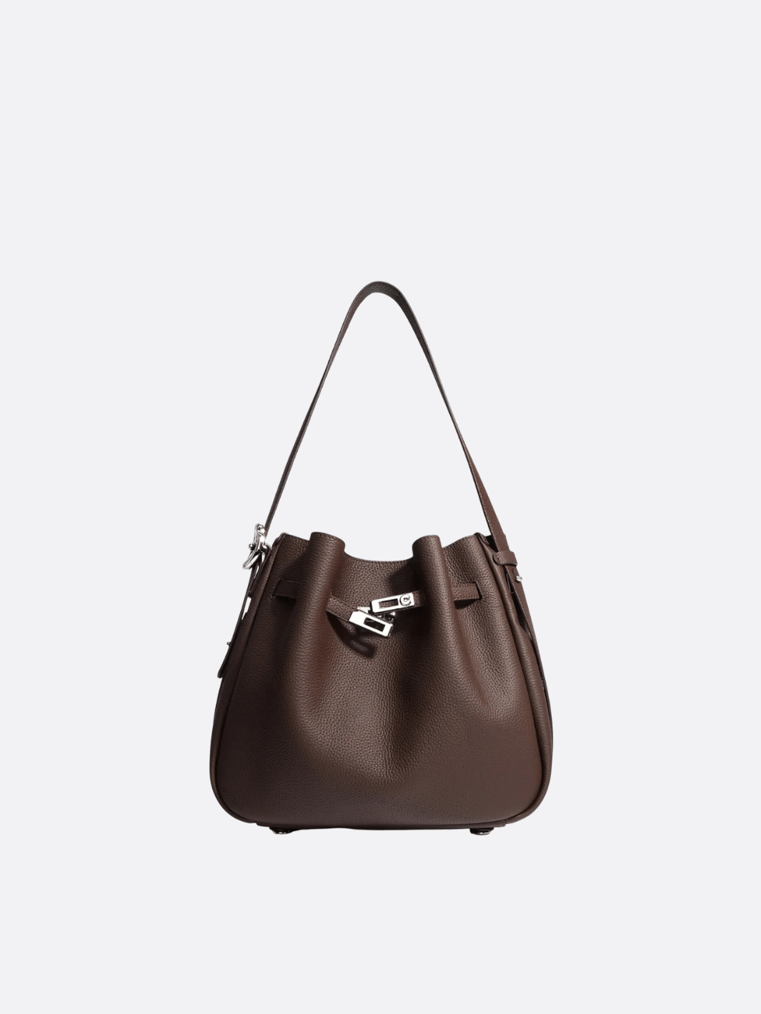 sac seau cuir marron